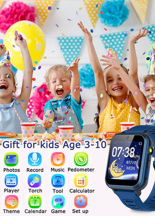 Cosjoype Kids Game Smart Watch for Kids with 39 Puzzle Games HD Touch Screen Camera Music Player Pedometer Alarm Clock Calculator Flashlight 12/24hr Kid Watch Gift for 4-12 Year Old Boys Toys for Kid