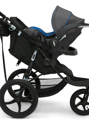 Delta Children Apollo Jogging Stroller - Shock Absorbing Frame with Large Canopy & Recline - Car Seat Compatible, Black