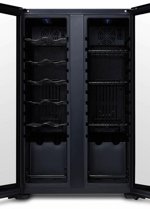 Luma Comfort Shadow Series Wine Cooler Refrigerator 12 Bottle & 39 Can Dual Temperature Zones, Freestanding Mirrored Wine and Beverage Fridge with Double-Layer Tempered Glass Door & Compressor Cooling