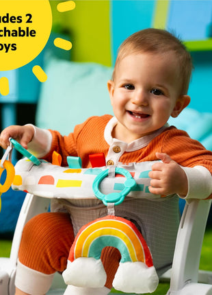 Bright Starts Learn-to-Sit Baby Floor Seat, 2-Positions Grow with Infant, Portable Baby Chair, Includes Sensory Toys, Unisex, 4-12 Months, Playful Paradise