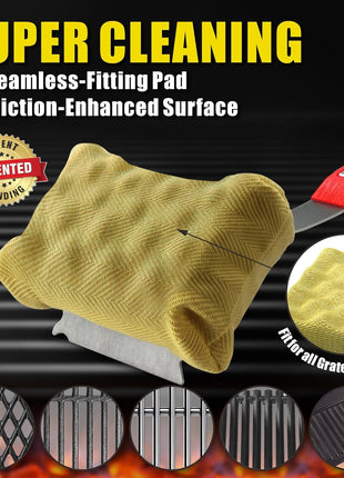 GRILLART Grill Brush Bristle Free. SteamWizards BBQ Replaceable Cleaning Head, Unique Seamless-Fit Scraper Tool for Cast Iron/Stainless-Steel Grates, Safe Barbecue Grill Cleaner-Red