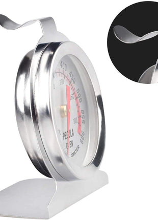Stainless Steel Oven Thermometer 50-300°C/100-600°F, Analog Instant Read, Battery-Free Kitchen Cooking Thermometer, Hook & Stand Design Food Thermometer for Oven, Grill, Smoker, Fryer
