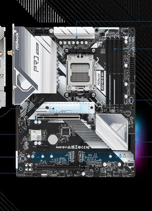 ASRock B650 Pro RS WiFi Socket AM5 ATX Motherboard, Supports AMD Ryzen 9000/8000/7000 Series, DDR5 7200+ (OC), PCIe Gen5 M.2, WiFi 6E, 2.5G LAN