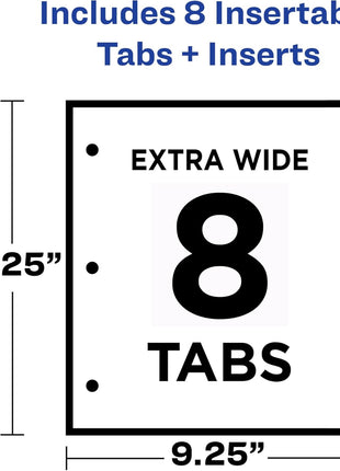 Avery Insertable Plastic Dividers for 3 Ring Binders, 8 Tabs per Set, Big Tabs, Two Pockets, Multicolor Binder Dividers, Works with Sheet Protectors (11903)