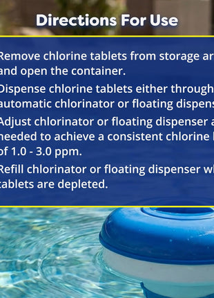 In The Swim 3 Inch Stabilized Chlorine Tablets for Sanitizing Swimming Pools - Individually Wrapped, Slow Dissolving - 90% Available Chlorine - Tri-Chlor - 50 Pounds