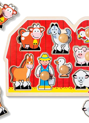 Melissa & Doug Farm Animals Jumbo Knob Wooden Peg Puzzle