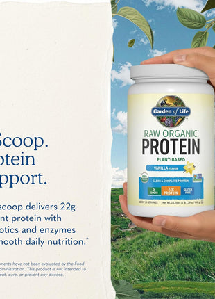 Garden of Life Protein Powder, Vegan Protein Powder, BCAA, Probiotics & Digestive Enzymes, Gluten & Lactose Free, Vanilla, 1.5 LB