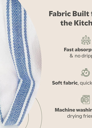 Zeppoli Classic Dish Towels - 15 Pack - 14" by 25" - 100% Cotton Kitchen Towels - Reusable Bulk Cleaning Cloths - Blue Hand Towels - Super Absorbent - Machine Washable