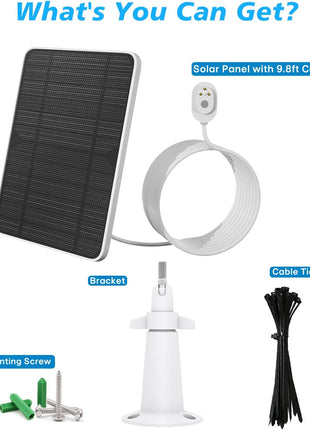 Solar Panel Charger Compatible with Arlo Pro 5S/Pro 4/Pro 3/Pro 3 Floodlight/Ultra/Ultra 2 Camera, 6V 4.5W Solar Panels Charging IP65 Weatherproof w/ 9.8ft Charging Cable Adjustable Wall Mount, 2 Pack
