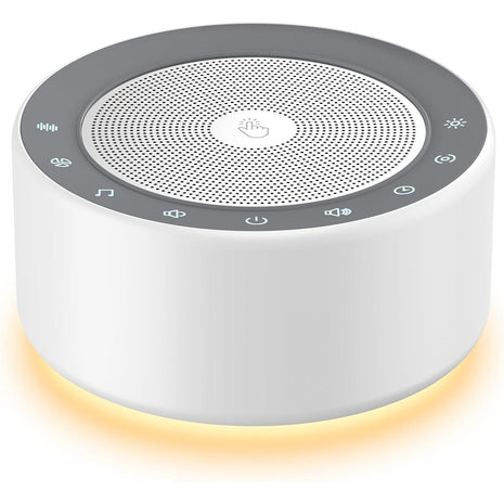 Kipcush White Noise Sound Machine with Nursery Lamp, Mood Lighting, 7 Colour Night Light, 30 Soothing Sounds for Baby/Adult. Timer, Plug in, Memory Function, Touch Control