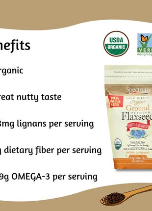 Spectrum Essentials Organic Ground Flaxseed, Gluten Free, 24 Oz