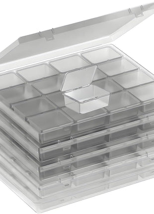 Bead Storage Container Set, 80 Clear Plastic Bead Organizer Boxes with Hinged Lid - Craft Storage Containers for Small Parts, Jewelry Charms, and Diamond Painting Art (Clear 5 Pack)
