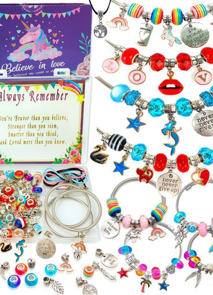 Charm Bracelet/Jewelry Making Kits for Kids Girls,Unicorn Birthday Gifts,Arts Crafts Toys for 5 6 7 8 9 12 Years Old Girls