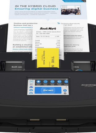 Fujitsu ScanSnap iX1600 Wireless Document, Photo & Receipt Scanner, Large Touchscreen, Cloud Enabled, Auto Color/Grayscale/Monochrome Detection, Fast Scans Up to 40 PPM, Black, (Renewed)