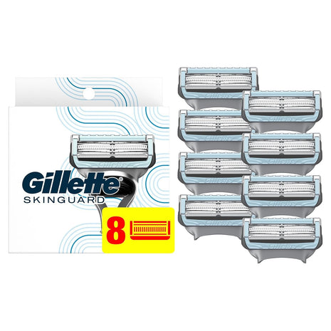 Gillette SkinGuard Razor Blade Refills for Men, 2 Blade Cartridge, SkinGuard for Sensitive Skin, Lubrication, Fits SkinGuard Razor Handles, 8 Count