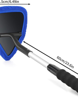 24 Inch Car Windshield Cleaner Tool, 3D Window Cleaning Wand with Microfiber Towel and Long Handle Pro Set