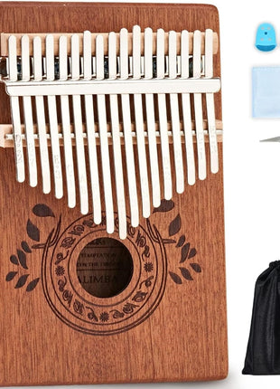 UNOKKI 17-Key Kalimba Thumb Piano - Portable Mahogany Percussion Mbira Instrument - Beginner Tuning Set, Music Instruments for Gift - Light Brown