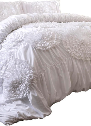Lush Decor 3 Piece Serena Comforter Set, King, White