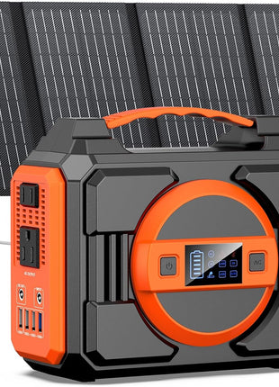 Solar Powered Generator 300W Rated, Portable Solar Generator Power Station with Solar Panels 40W Included, 220Wh Sola Power Bank with AC Outlet 110V Pure Sine Wave for Home Use Camping Outdoor
