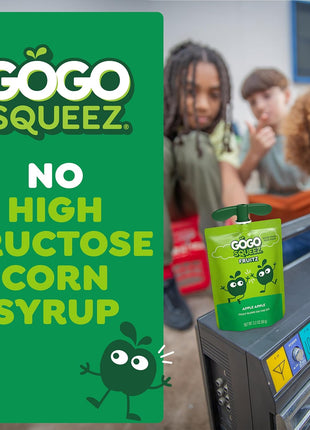 GoGo squeeZ Applesauce and Fruit Puree, Apple Apple, 3.2 oz (Pack of 18), Unsweetened Fruit Snacks for Kids, Gluten Free, Nut Free and Dairy Free, Recloseable Cap, BPA Free Pouches