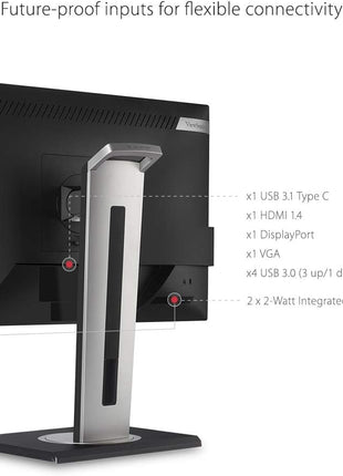 ViewSonic VG2755 27 Inch IPS 1080p Monitor with USB C, HDMI, DisplayPort, VGA and 40 Degree Tilt Ergonomics for Home and Office