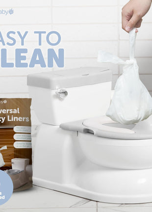 Jool Baby Real Feel 2-in-1 Potty with Wipes Storage, Flushing Sounds & Disposable Liners - Realistic Toilet - Easy to Clean & Assemble (Gray)