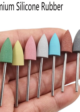 Luo ke 28 Pcs Rubber Polishing Bits, 3/32'' Shank Assorted Grit Silicone Rubber Polishing Kits Jewelry Polish Set for Rotary Tools