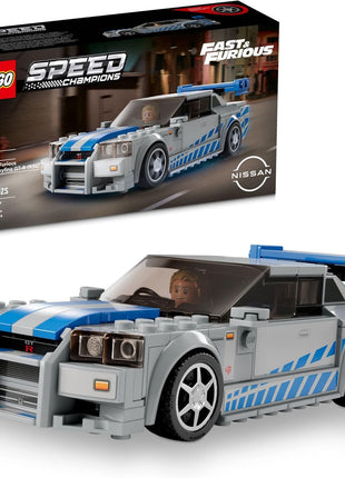 LEGO Speed Champions 2 Fast 2 Furious Nissan Skyline GT-R (R34), Race Car Toy Model Building Kit, Collectible with Racer Minifigure, 2023 Set for Kids, Boys and Girls Ages 9 and Up 76917