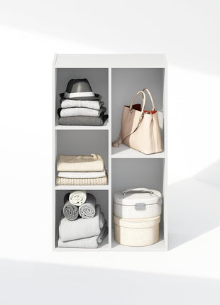 Furinno Reed Closet Organizers and Storage, 5-Cube Reversible Closet Shelves, Closet Organization Shelf, 9.4 x 19.5 x 31.5, for Bedroom, Closet, White