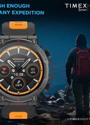 TIMEX Tough 1.43 inch Round AMOLED Rugged Smartwatch with 466x466 Pixel Resolution| Functional Crown|Bluetooth Calling| Metallic Body|Always On Display|AI Voice Assist|100+ Sports Modes|100+ Watchfaces