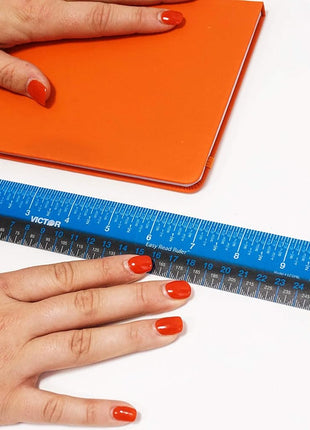 Victor EZ12PBL Plastic Dual Color 12 Inch Easy Read Ruler with Inches, Centimeters and Millimeters Measurements, Blue/Black