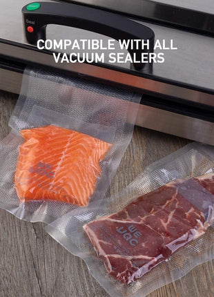 Wevac Vacuum Sealer Bags 8x12" 100 Quart for Food Saver Vacuum Seal machine | Sous Vide, Freezer Safe, PreCut, BPA Free, Commercial Grade, Heavy duty, Meal Prep, Soup, Meat, Fish, Hunting, Vac Storage