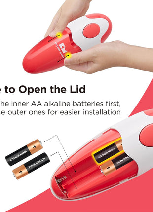 Kitchen Mama Auto Electric Can Opener, Red | Automatic, Hands Free, Smooth Edge, Food-Safe, Battery Operated