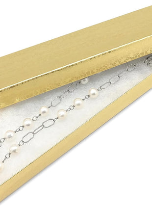 TheDisplayGuys - 25-Pack #82 Kraft Paper Cardboard Gift Boxes/Jewelry Cases w. Cotton Padding & Lid - Gold Foil - (8.0 inch x 2.0 inch x 1.0 inch)