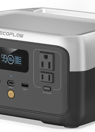 EF ECOFLOW Portable Power Station RIVER 2, 256Wh LiFePO4 Battery/ 1 Hour Fast Charging, 2 Up to 600W AC Outlets, Solar Generator (Solar Panel Optional) for Outdoor Camping/RVs/Home Use