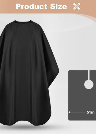 JSAZCKC Hair Cutting Cape with Adjustable Snap Closure, Professional Barber Cape, Large Size Haircut Salon Supplies for Men and Women - (Black)