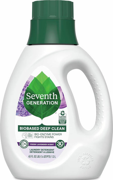 Seventh Generation Liquid Laundry Detergent, Fresh Lavender Scent, 30 Loads, Fights Stains, 45 Fl Oz