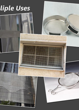 AMZDEPOT 6 Pack 12x8 Inch Stainless Steel Wire Mesh Screen for DIY Projects, Vent, Cage, Garden, Window, Filter - Never Rust