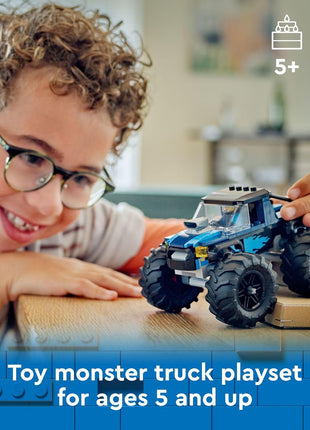 LEGO City Blue Monster Truck Off-Road Toy Playset with a Driver Minifigure, Imaginative Toys for Kids, Fun Gift for Boys and Girls Aged 5 Plus, Mini Monster Truck, 60402