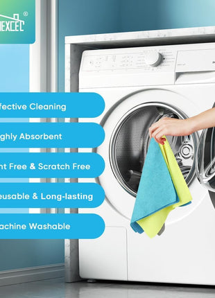 HOMEXCEL Microfiber Cleaning Cloths, 100 Pack Microfiber Towels for Cars, Lint & Scratch-Free Bulk Cleaning Rags for House, Kitchen, Car and Shop, Multicolor Absorbent Cleaning Towels 11.5 x 11.5 inch