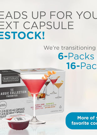 The Classic Collection Capsules, Variety Pack of 6 for Bartesian Premium Cocktail Maker (55524)