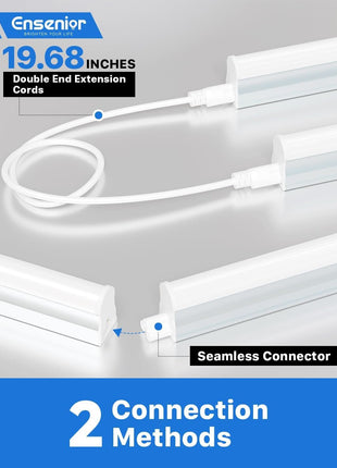 Ensenior 6-Pack T5 LED Shop Lights, 4FT 2000LM 6500K Super Bright White Integrated Single Fixture, 20W Linkable Utility Commercial Lighting for Gym/Garage/Ceiling/Under Cabinet, Plug & Play