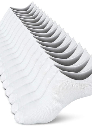 wernies Women No Show Socks Invisible Loafer Flat No Slip Rise Flats Ankle Liners Short Thin Low Cut, white, 5-8