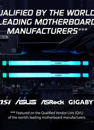 Kingston FURY Beast RGB 32GB (2x16GB) 6000MT/s DDR5 CL30 Desktop Memory | AMD EXPO | Kit of 2 | KF560C30BBEAK2-32