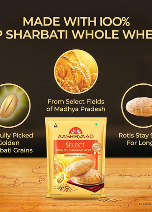 Aashirvaad Select Whole Wheat Sharbati Atta 11 Pound (5 KG)