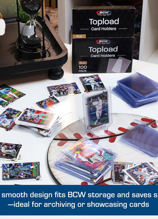BCW 3x4 Standard Topload Card Holders | 100 Pack | Top Loaders for Cards | Rigid Card Protector | Fits Standard Size Cards Up to 20pt