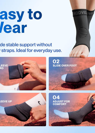 Modvel Foot & Ankle Brace Socks for Sprained Ankle Compression Sleeve - Foot Support for Women & Men - Tendonitis & Arthritis Ankle Brace Sports Running, Torn Ligaments & Women Stabilizing Ankle Wrap