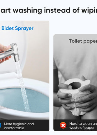 Arofa Handheld Toilet Bidet Sprayer for Toilet-Adjustable Water Pressure Control with Bidet Hose for Feminine Wash, Stainless Steel Brushed Nickel Bidet Faucet Cloth Diaper for Baby Wash