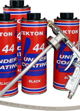 Tekton44 Undercoating for Trucks, Black Sprayable Auto Undercoating (5 Liter Cans + 1 Spray Gun + 1 Spray Wand)