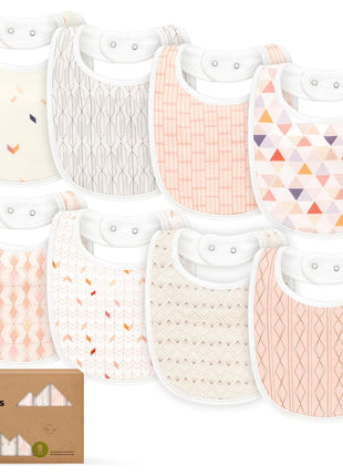 8-Pack Organic Baby Bibs for Boys, Girls - Soft Cotton Drooling and Teething Bibs for Baby Girl & Boy, Extra Absorbent, Easy To Clean & Put On for Toddler, Newborn, Infant 0-24 Months (Sweet Charm)